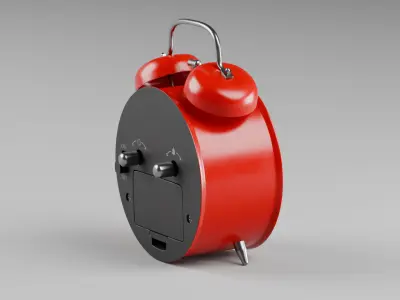 Retro alarm clock Red Low-poly 3D model