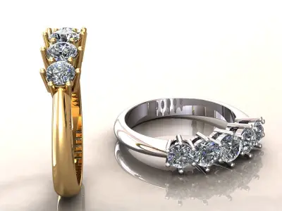 Riviera Ring Five Stones 3D print model