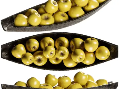 Allegra Centerpiece Bowl with Yellow Apples 3D model