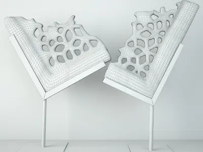 Antique Stone Jali Fragments on Stand 3D model