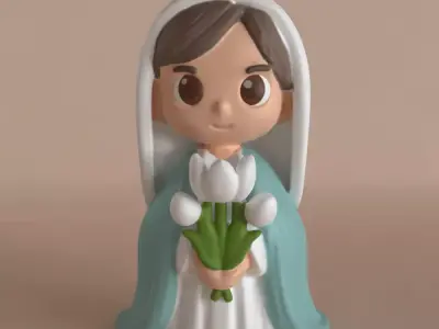cute cartoon st Mary sculpture Christmas decoration 3D print model