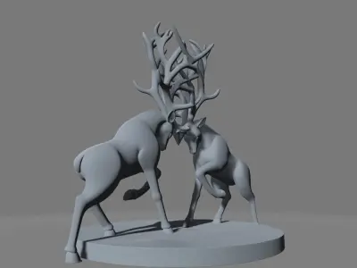 Deer Clash duel Symmetrical 3D print model
