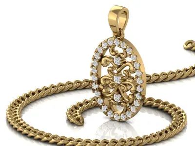 Oval Filigree Pendant 3D print model