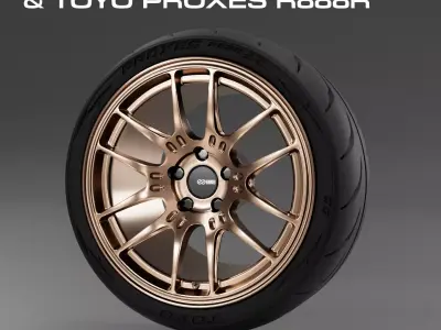1-24th 18-inch Enkei GTC02 and Toyo Proxes R888R Combo 3D print model