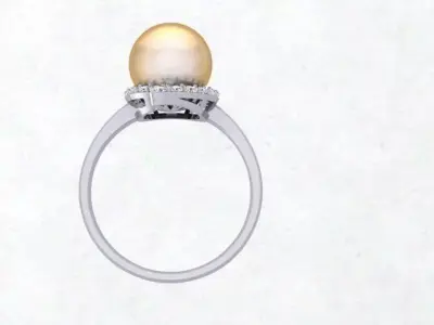 Model of a Pearl and Diamond Women Ring 3D print model