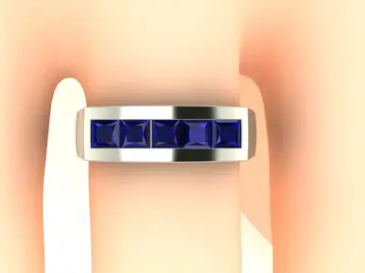 BLUE SAPPHIRE MENS RING 3D print model