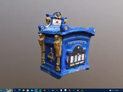 Mailbox vintage blue Low-poly 3D model