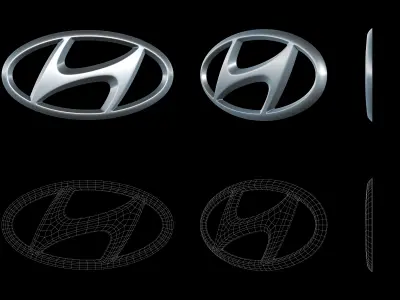 Hyundai - Car Logo Emblem Modern Free low-poly 3D model