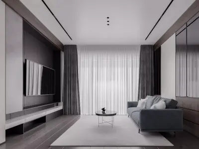 Modern living room dining room interior scenes 552 3D model