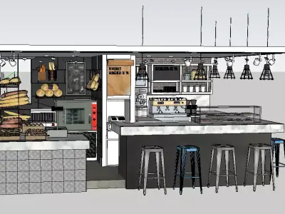 small cafe with texture and decoration Free 3D model