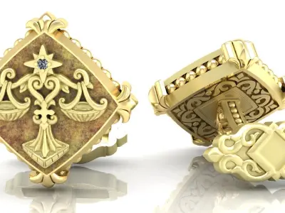 Zodiac signs Cufflinks Libra 3D print model