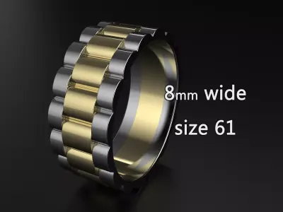 wideng ring two tone 8mm wide size 61 3D print model