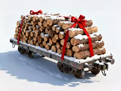 Yule Log Express Wagon 3D Model Low-poly 3D model