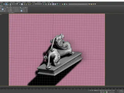 Ancient Chinese Jade Carved Jade Kirin Seal 3D model