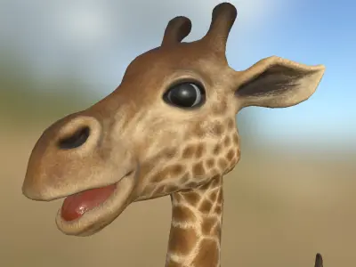 Giraffe Low Poly two giraffes side Low-poly 3D model