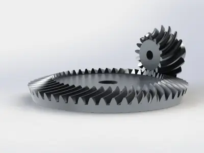 Spiral Bevel Gear - RATIO 3 - TEETH 16 48 3D print model