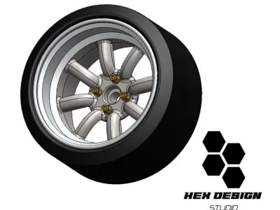 Watanabe wheels 8 spoke wheels 3D print model