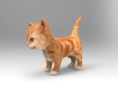 Cartoon Cat Animated Low-poly 3D model