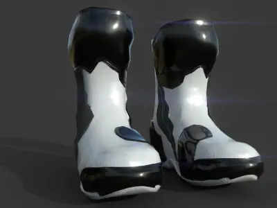 SUPERTECH R VENTED ROAD RACING BOOTS White Black Low-poly 3D model