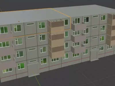 khrushchevka apartment building with windows and balconies Free 3D model