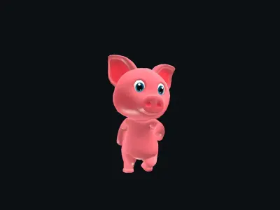 Cartoon Pig Animated Low-poly 3D model