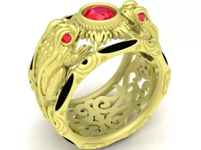 Luxury Ornate Oval Gemstone Men Ring 3D Jewelry Model 3803 3D print model