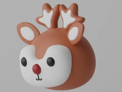 Cartoon Cute Deer Head 3D model