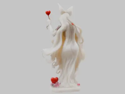 Asian Fantasy Marble Woman Girl Suclpture Alabaster Porcelain Low-poly 3D model