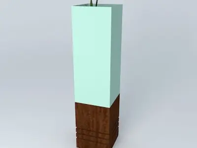 Ornamental flowerpots Wood and Glass bamboo and pebbles Free 3D model