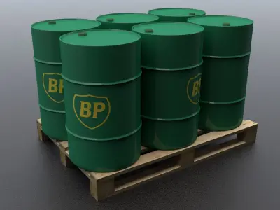 BP Barrel With Pallet Low-poly 3D model