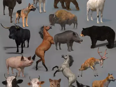 Farm and Forest Animal Pack HD - Animated 3D model