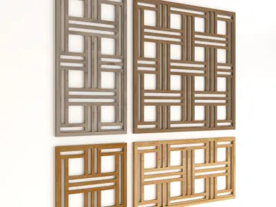 Wood Arabic Islamic pattern decorative grill screen 3D model