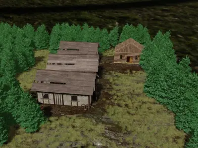 Small village with two fully furnished homes Free 3D model