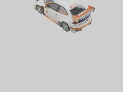 Rally Car with Modern Wheels model Low-poly 3D model