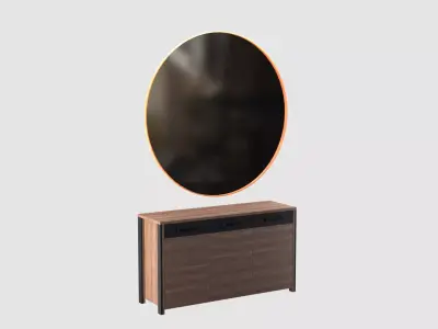 Round Mirror and Sideboard 1303 3D model