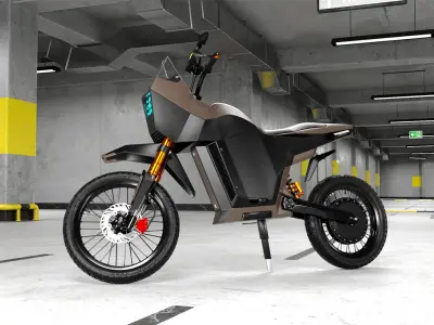 Modern Electric Motorcycle High Poly Model 3D model