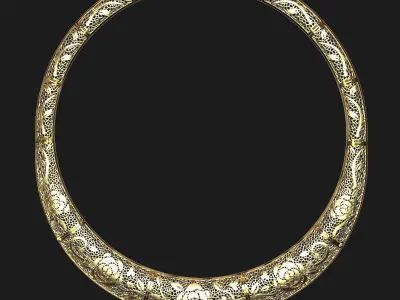Jewelry set gold bracelet with intricate design 3D print model