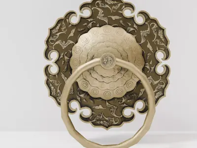 Chinese Style Ornamental Door Knocker 8 - Low Poly PBR Model Low-poly 3D model