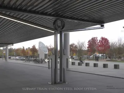  subway train station steel roof system Low-poly 3D model