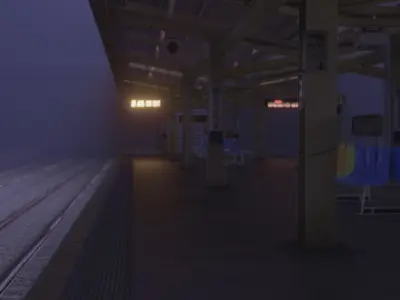 Train Station Environment Modelling Low-poly 3D model
