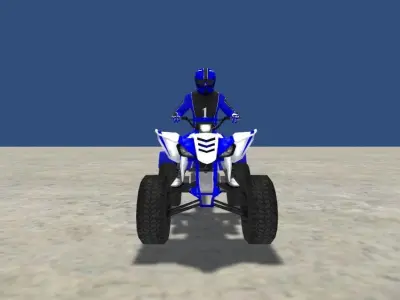 LowPolyQuadBikeWithTrailerandRider 1 yamaha atv game Low-poly 3D model