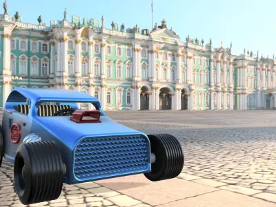 Multi - Piece Custom Hot Road Car  3D print model