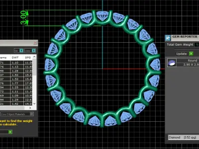 U Shaped Eternity Ring 2 point 9 mm stone size swiss 11 and EU51 3D print model