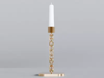 Alphabet D Chain Bronze Candleholder 3D Model True 4K PBR Render Low-poly 3D model