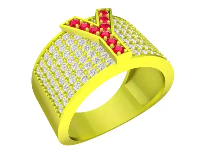 A6995 Y Letter Diamond Women Band Ring 3D Print 3D print model