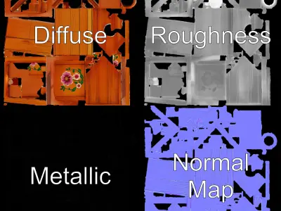 Decorative Birdhouse Model Pack with Floral Design Low-poly 3D model