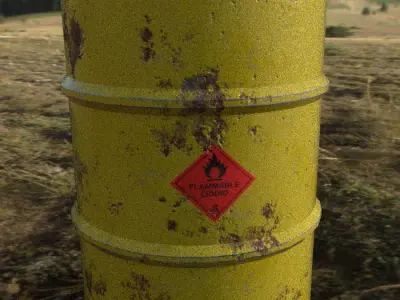 Barrel in middle of field Low-poly 3D model