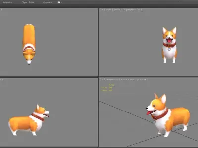 Cartoon Corgi - Yellow puppy dog Low-poly 3D model