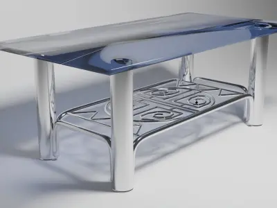 Modern Glass and Chrome Coffee Table 3D Model 3D model