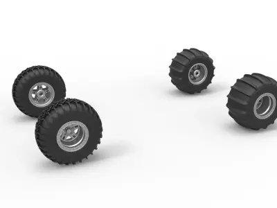 Wheel Set of Uphill Sand Racing Dragster Version 2 Scale 1 to 25 3D print model